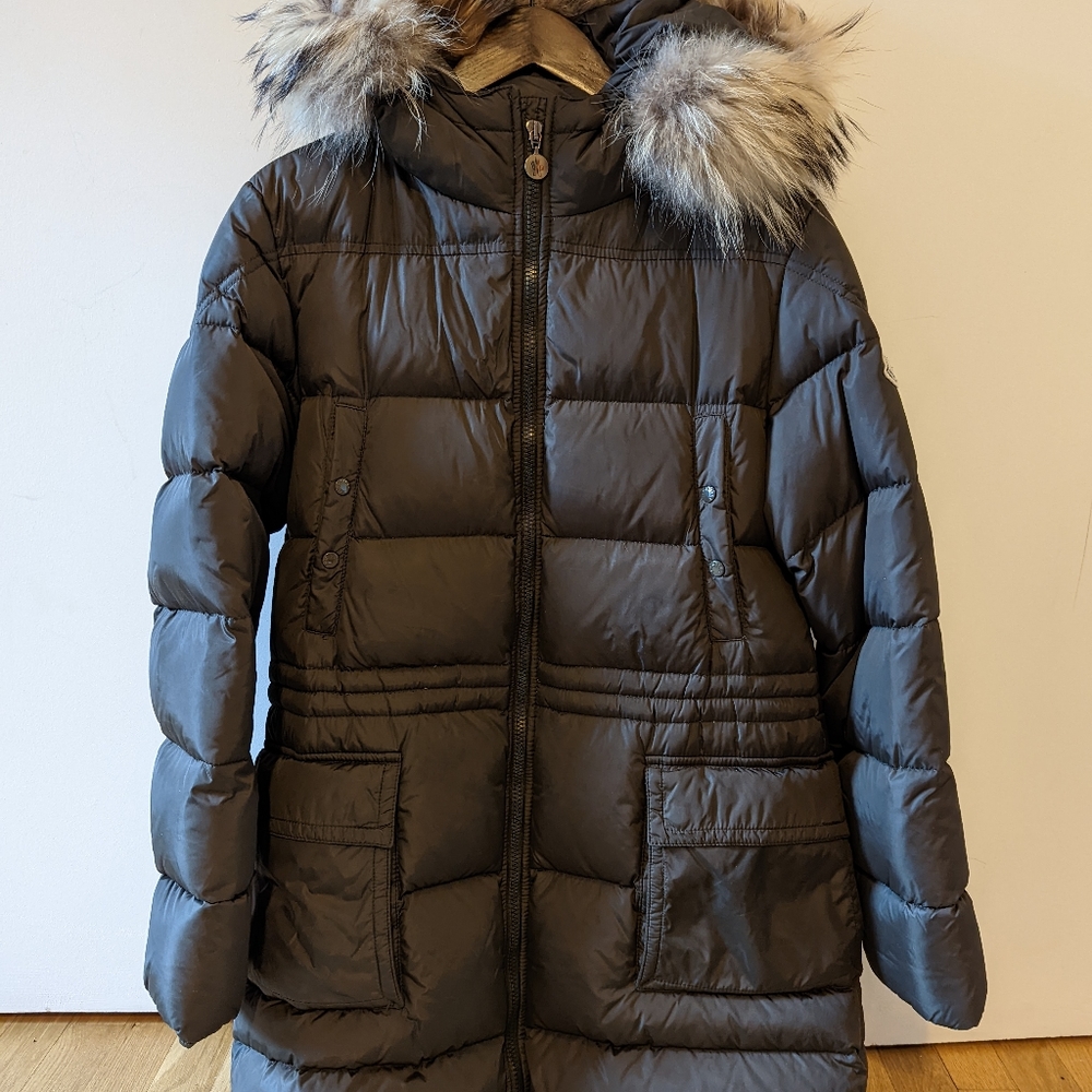 Moncler Size 1 Olive Down Jacket Raccoon Trim